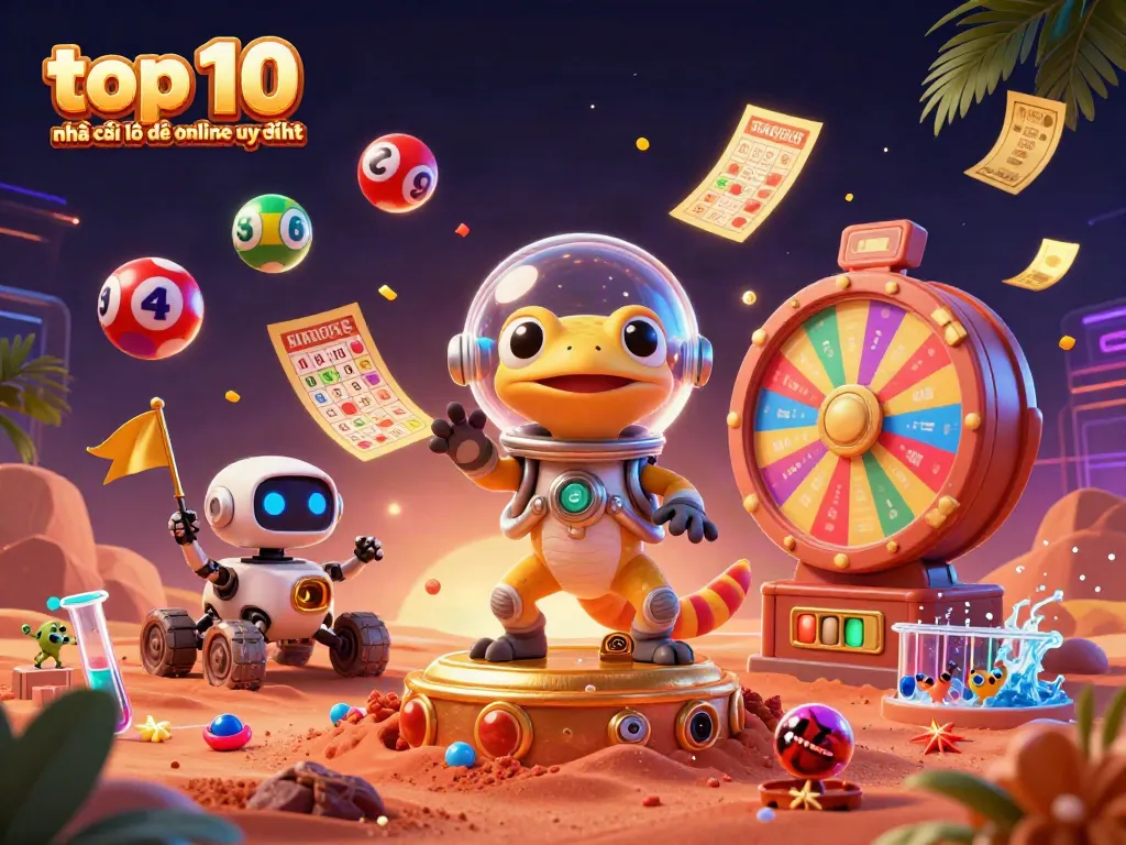 Experience the excitement of top 10 nhà cái lô đề online uy tín with a vibrant 3D Martian casino scene.