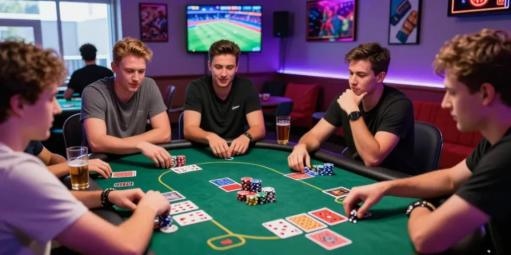 Group enjoying a lively game of poker highlighting the excitement of pecah 404 gaming experience.