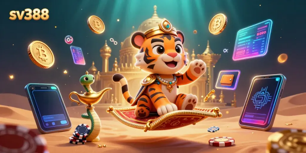 Experience immersive betting action at sv388 with vibrant casino-themed characters and crypto dynamics.