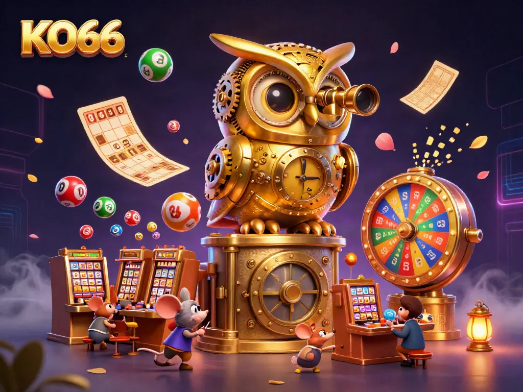 Engage in exciting gaming adventures at KO66 while vibrant lottery balls and colorful elements come alive.