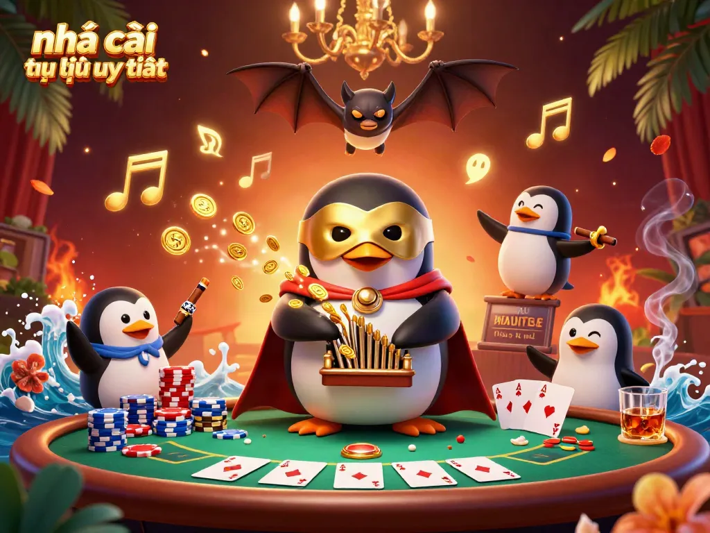 Engage with the world of nhà cái trực tuyến uy tín through this vibrant 3D illustration depicting a playful casino scene.