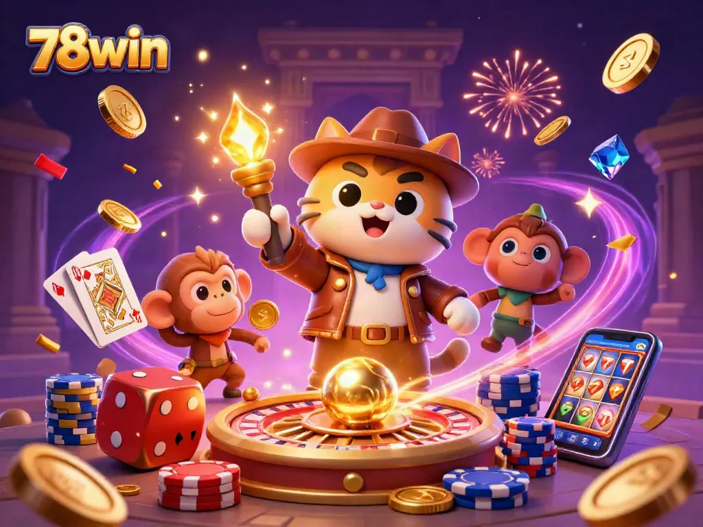 Experience thrilling wins at 78win with golden artifact discovery in this vibrant casino scene.