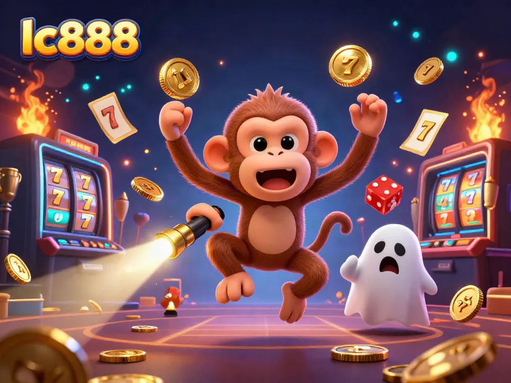 Engage with the magic of lc888 as an invisible monkey juggles gold in a vibrant online casino.