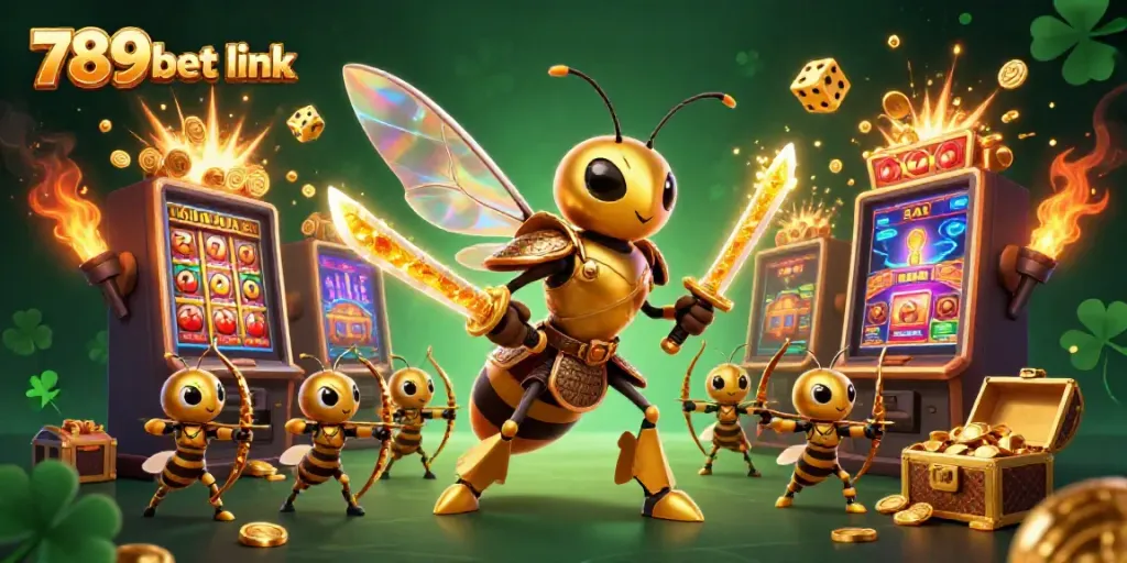 Experience the thrill of gaming with 789bet link as golden characters engage in a dynamic 3D casino scene.