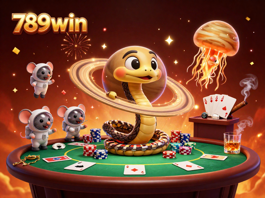 Experience the thrilling universe of 789win with cartoon characters engaged in cosmic bets.