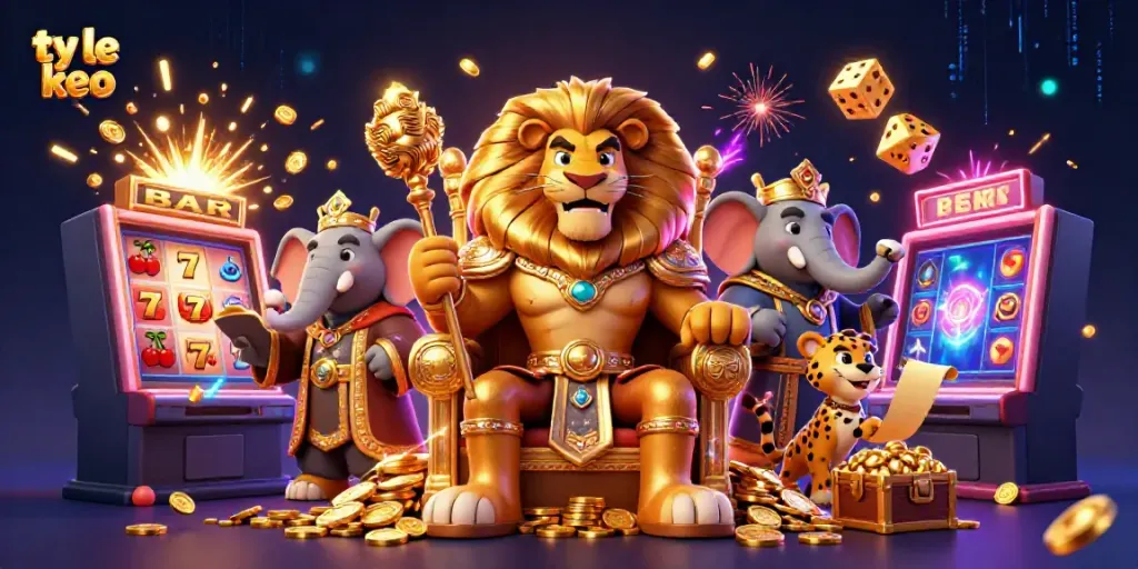 Experience the thrill of ty le keo with a majestic lion king, lottery excitement, and captivating casino scenes intertwined.