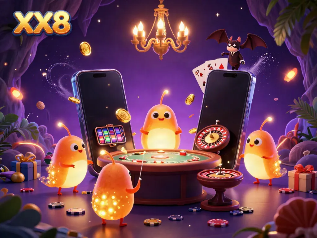 Engage in thrilling gameplay with XX8 as bioluminescent glowworms illuminate a vibrant cave casino.
