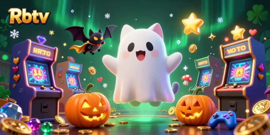 Rbtv menampilkan kucing hantu ceria di kasino menyeramkan dengan elemen permainan yang menarik.