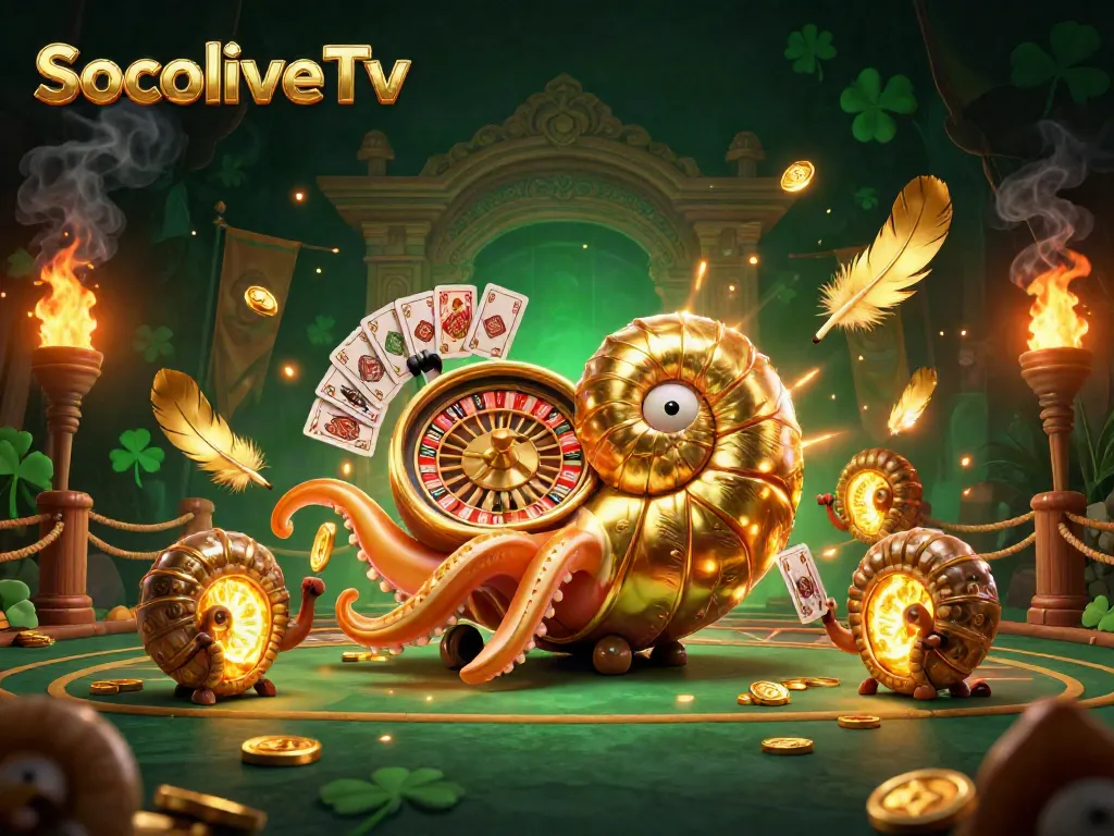 SocoliveTv offers immersive gameplay features with a giant nautilus roulette wheel and glowing ammonite companions.