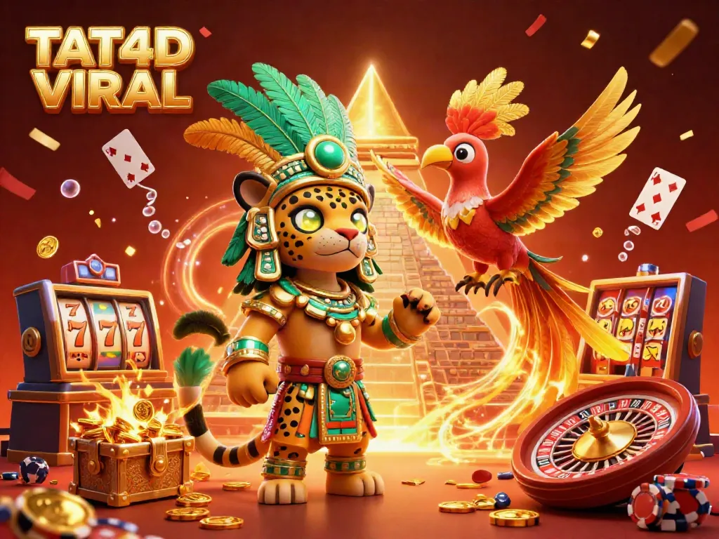 TAT4D VIRAL intensifies gameplay with an exhilarating casino scene showcasing a Mayan priest, treasure, and jackpot slots.