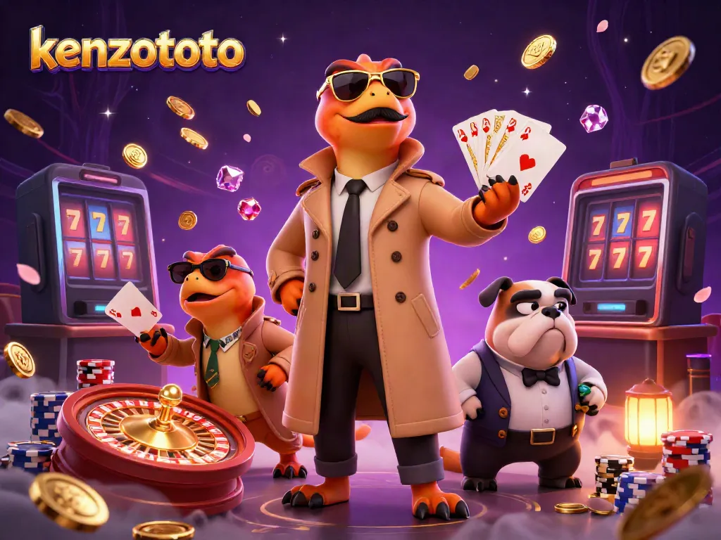 Experience the thrill of gaming at kenzototo with raptors in a trench coat at a VIP lounge.
