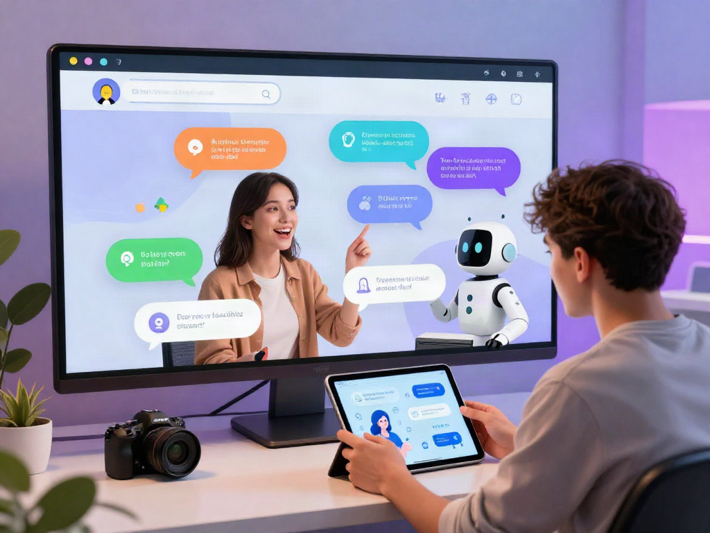 Engaging AI chat nsfw environment showcasing interactive characters in a colorful digital space.