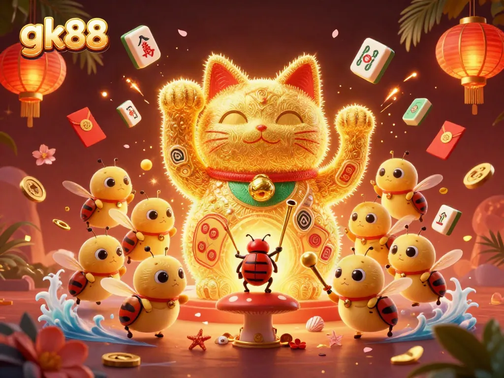 Engage with gk88 and revel in the excitement of casino gaming visuals featuring a lucky cat.