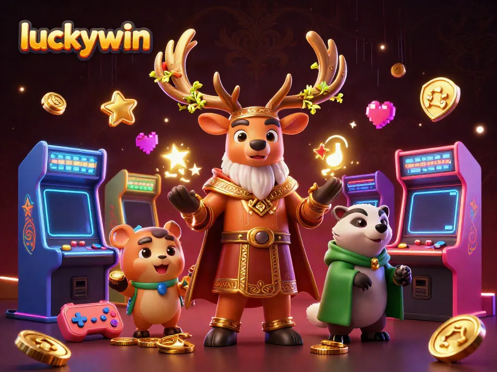 Experience the excitement of luckywin with vibrant 3D characters and classic casino elements.
