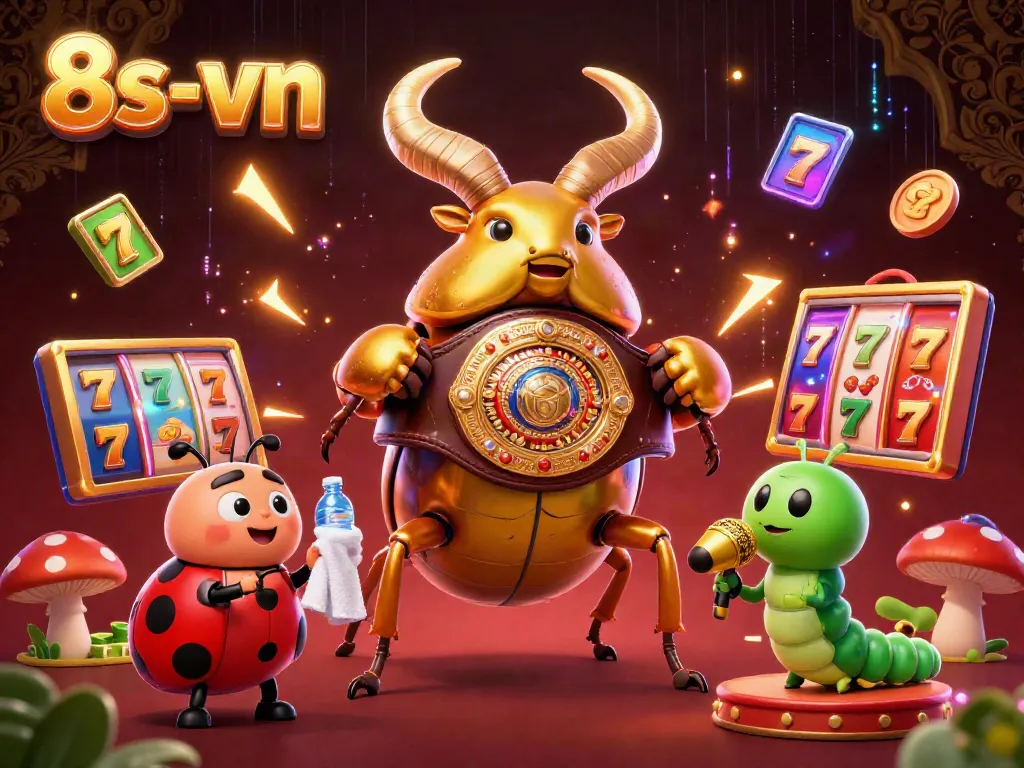 Engage in thrilling gameplay at 8s-vn with vibrant slot reels and colorful characters.