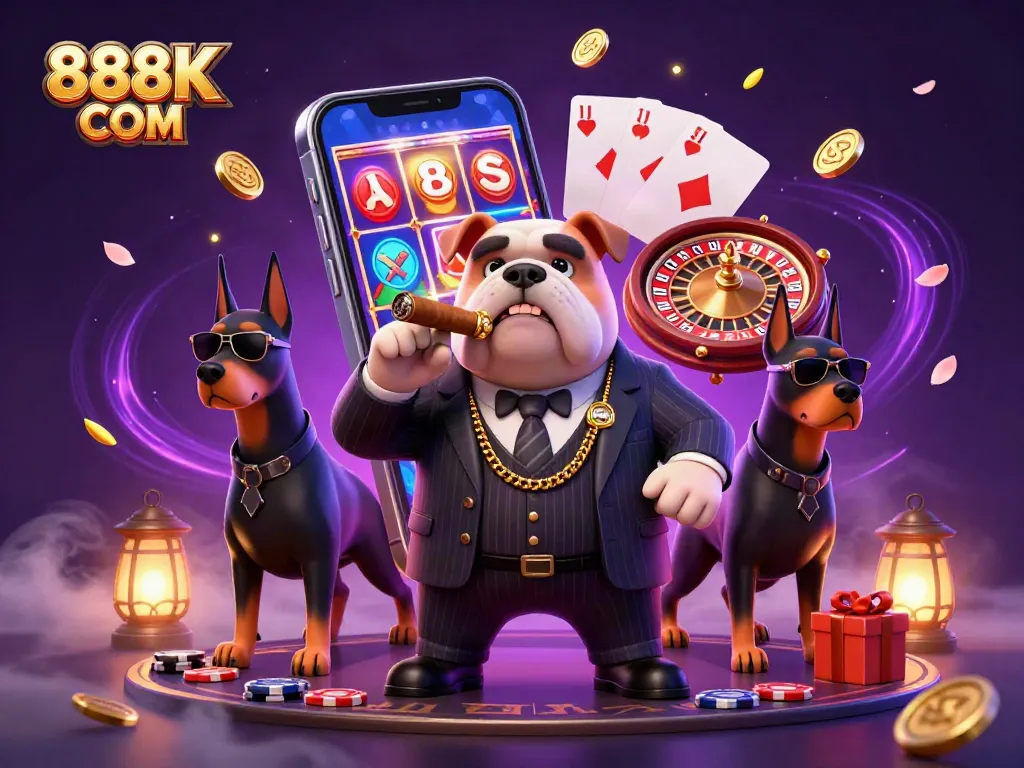 Spin winning slots with 888K COM in an action-packed casino illustration, featuring colorful games.