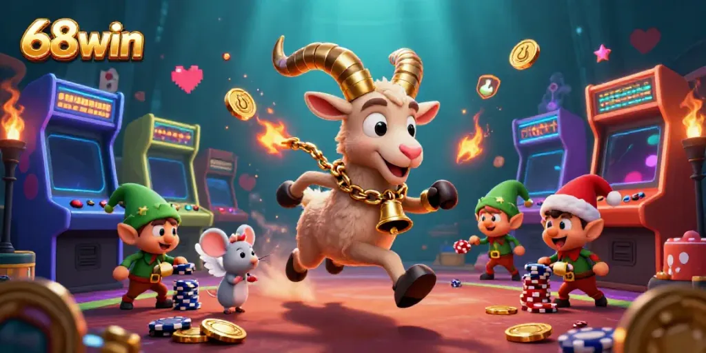 Experience the thrill of 68win with 3D casino characters in a vibrant gaming scene.