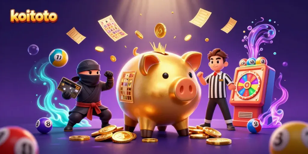 Koitoto menawarkan pengalaman bermain yang mengesankan dengan piggy bank emas dalam aksi seru.
