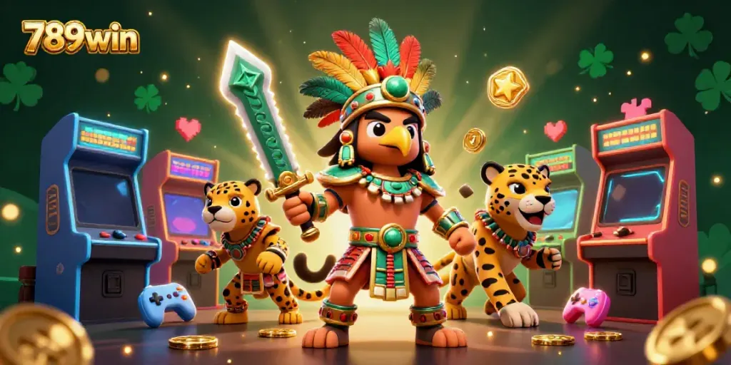 Experience the thrill of 789win with our vibrant Aztec warriors in a dynamic casino gaming scene.