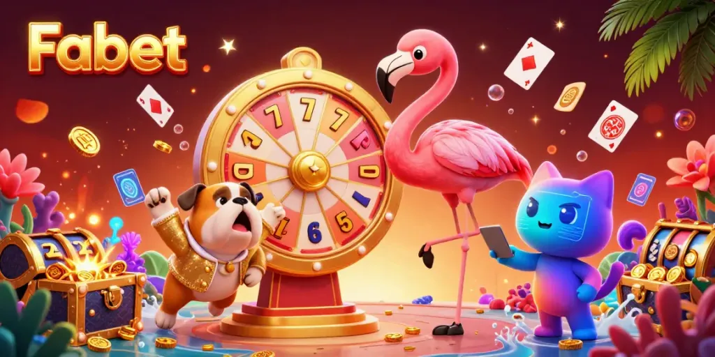 Win big with Fabet's vibrant slots and jackpots in this thrilling 3D illustration.