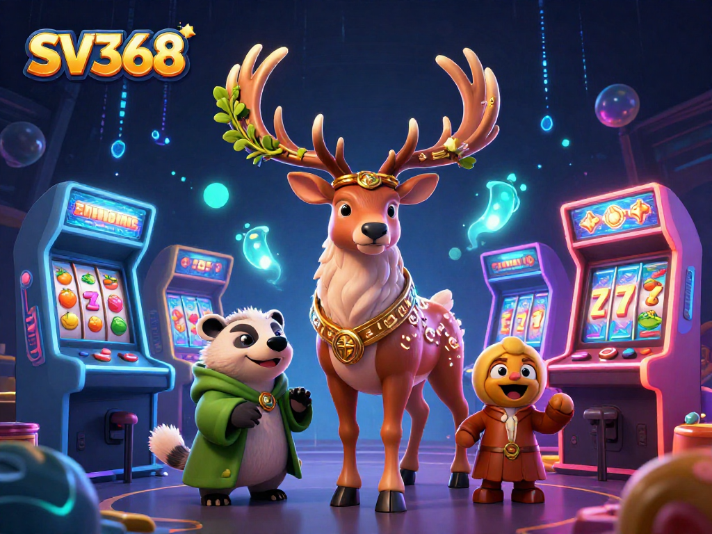 Experience SV368’s vibrant casino atmosphere with a Celtic druid stag, gameplay elements, and magical lights.