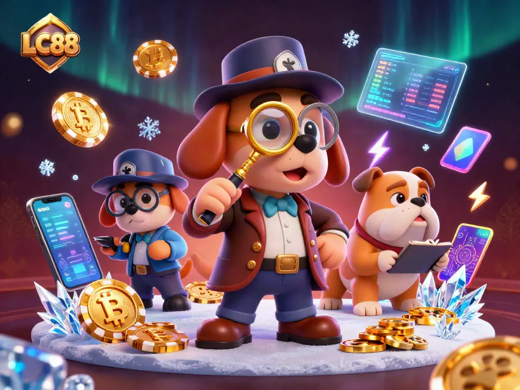 Engage with exciting gambling scenes at LC88, featuring a detective tracking down valuable poker chip clues.