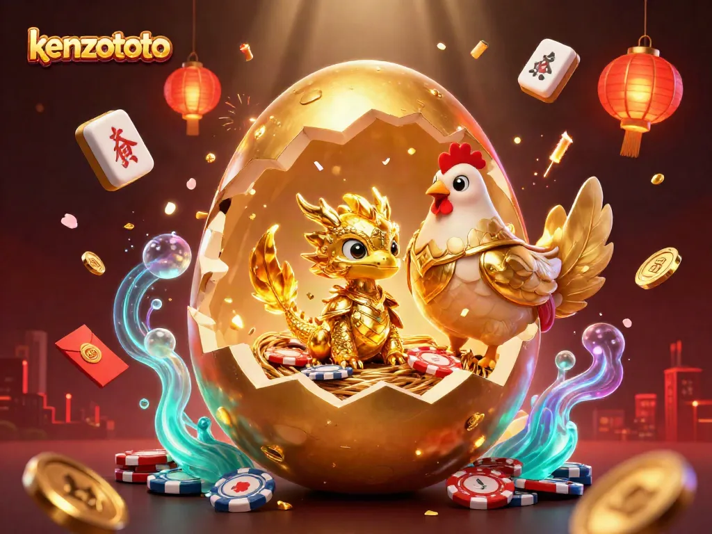 Experience the thrill of kenzototo with a dazzling illustration featuring a golden dragon and casino elements.