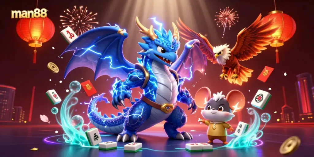 Experience action-packed gaming at man88 with vibrant casino elements and dynamic characters.