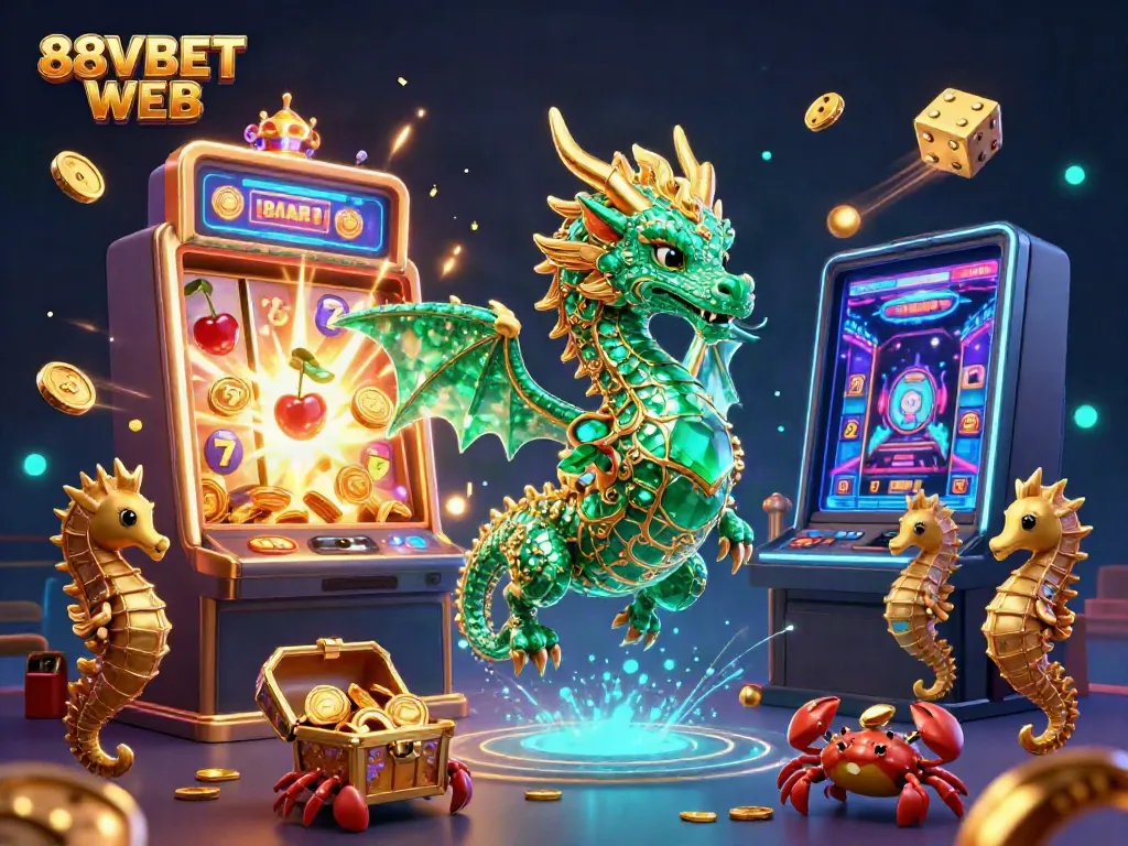 Experience exciting gameplay with the 88VBET WEB vibrant slot machine scene featuring a colorful treasure hunt.