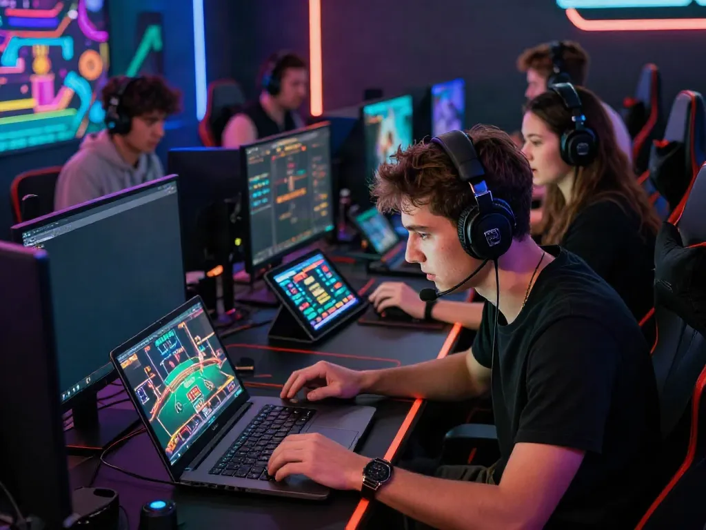 Engaged players exploring various games on https://hitclubt3.com/ in a vibrant, modern gaming environment.