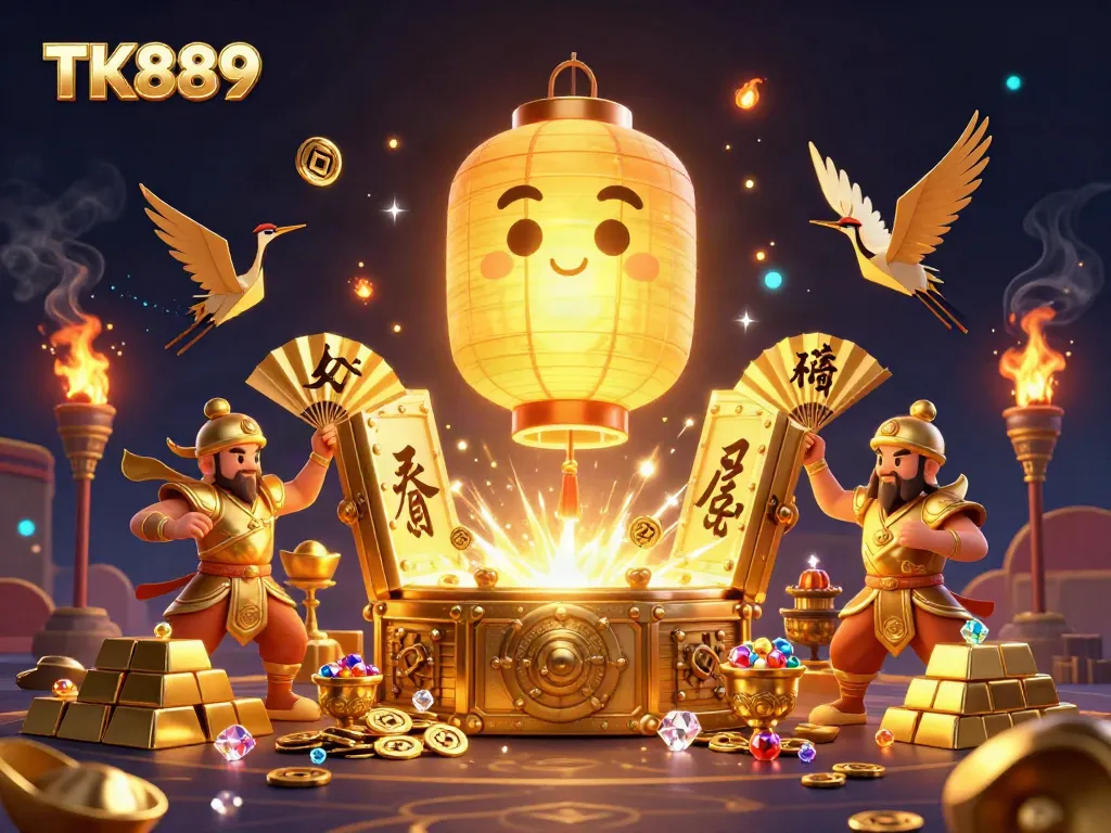 Engage with TK889's vibrant carnival of games featuring enchanting golden lantern spirits and treasures.