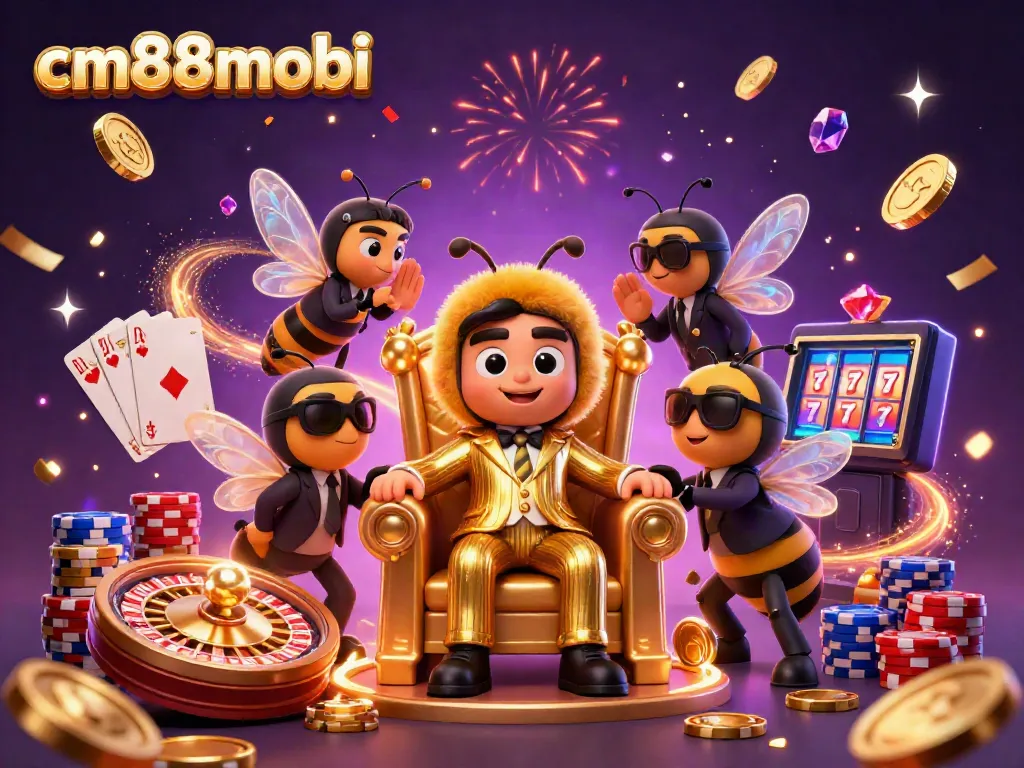 Experience excitement at cm88mobi with an ultra-detailed scene of a bumblebee mob boss and casino elements.