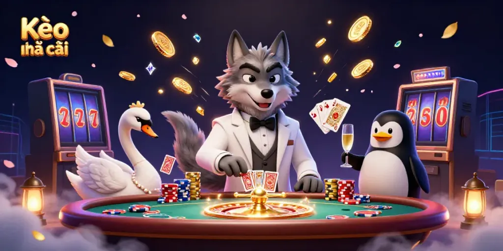 Experience thrilling Kèo nhà cái action with wolves, swans, and penguins at a vibrant casino.