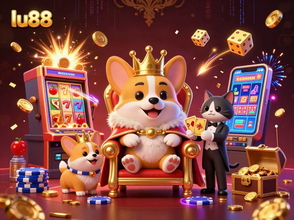 Experience exhilarating gameplay at lu88 with high-stakes slots, vibrant graphics, and royal corgi themes.