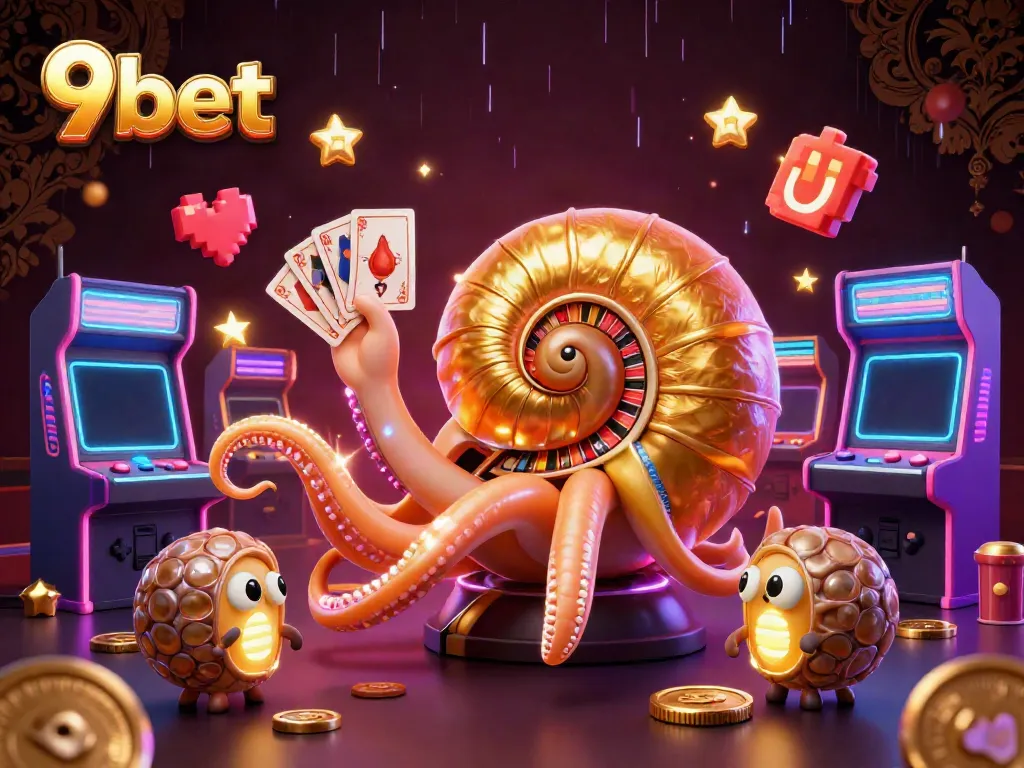 Experience engaging gameplay with the vibrant 9bet representation, featuring animated casino elements.
