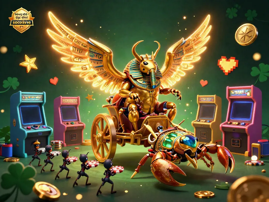 Experience breathtaking bóng đá trực tuyến socolive with an illustrated golden scarab prince amidst a vibrant gaming scene.