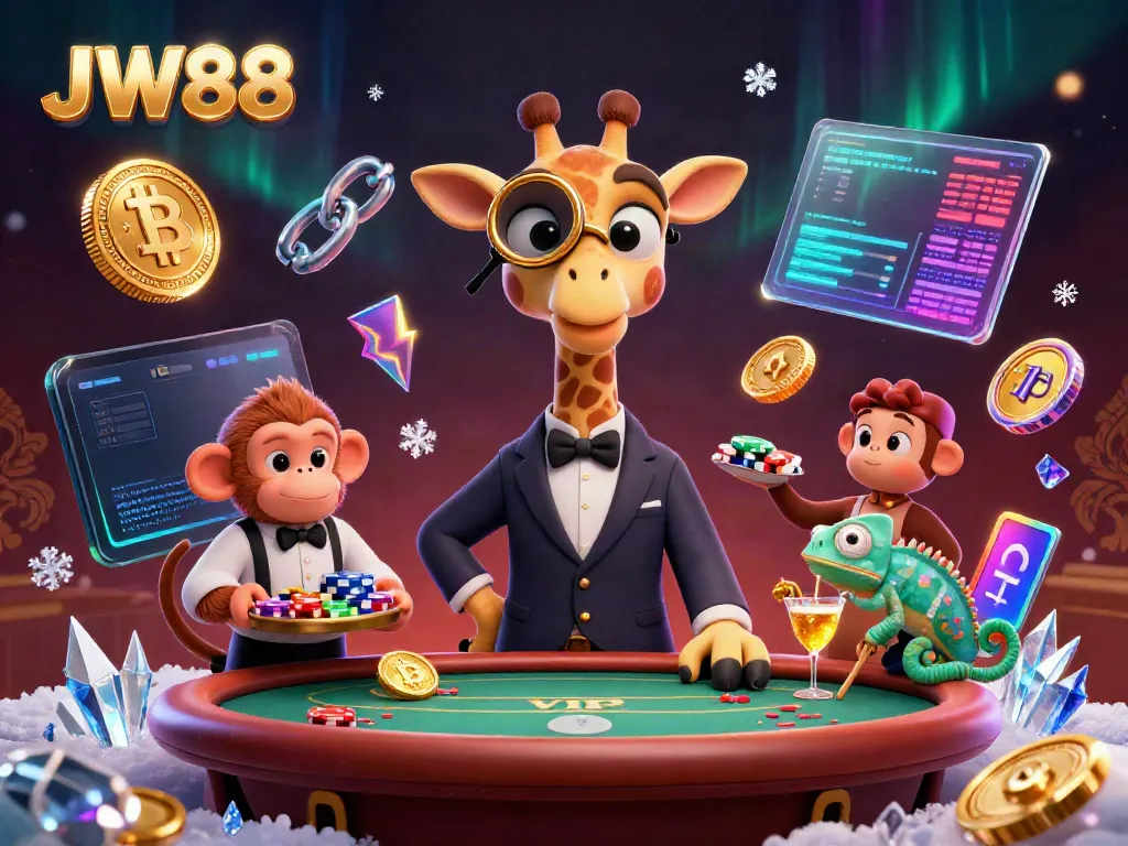 Experience the vibrancy of JW88's high-rolling casino scene with a giraffe dealer and monkey valet.