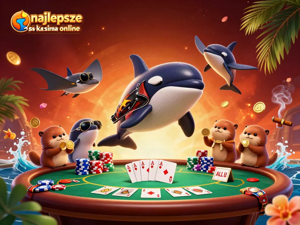 Experience the thrill of najlepsze polskie kasyna online with an exciting scene featuring diverse sea creatures and dynamic poker elements.