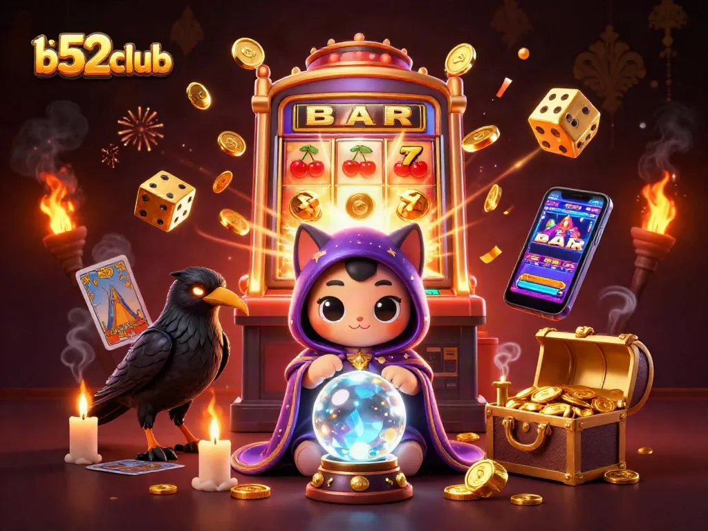 Spin winning jackpots at b52club with mystical creatures and lively casino elements.