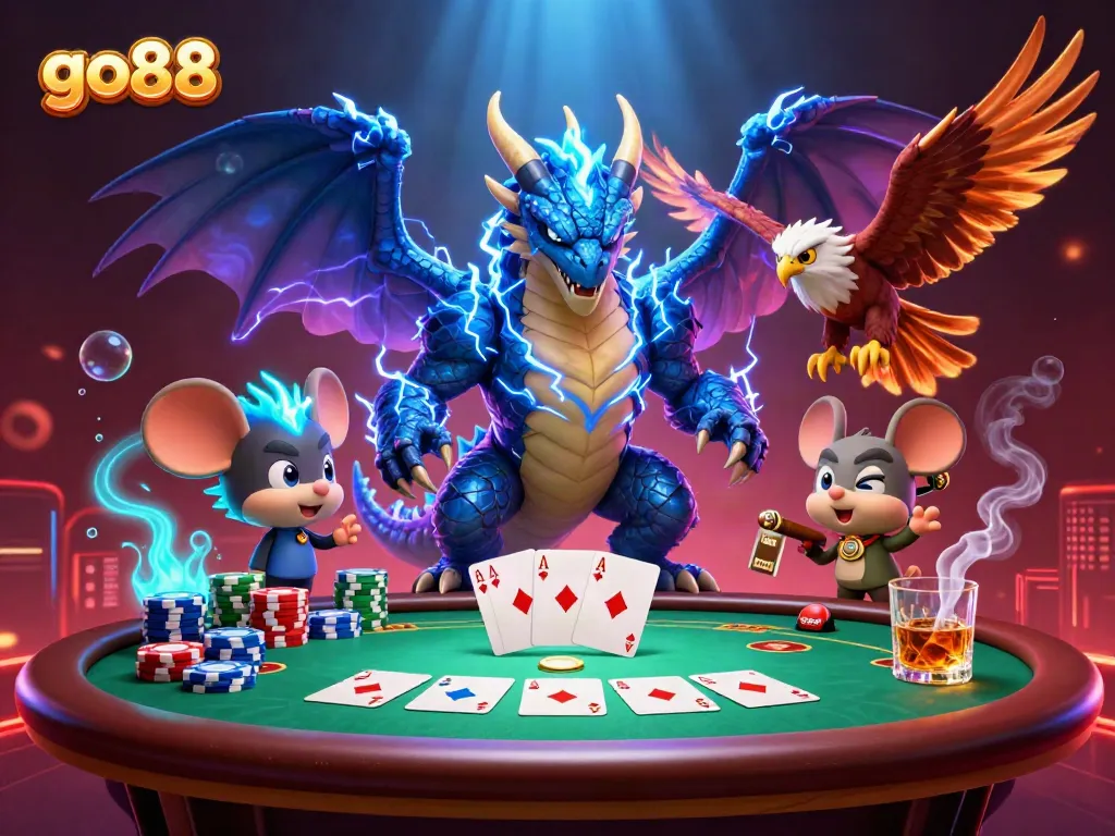 Engage in thrilling action with go88's dynamic gaming environment featuring vibrant casino elements.