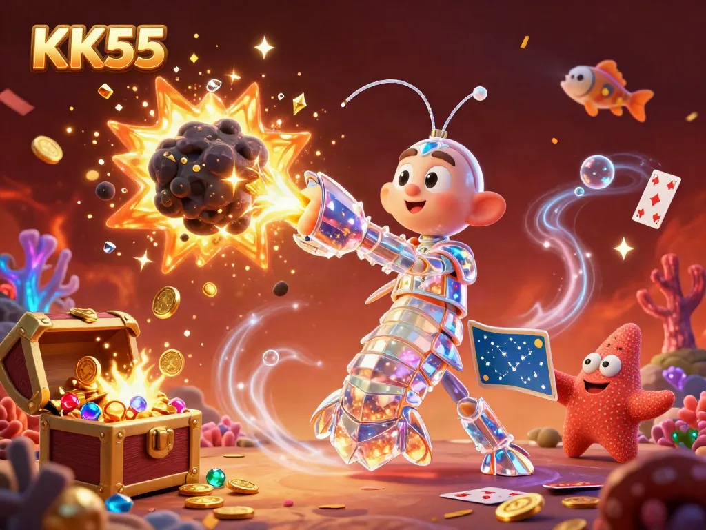Engage in thrilling gameplay at KK55 while exploring exploding treasure chests filled with gems and coins.