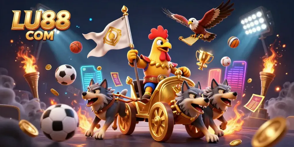 Engage with LU88 COM's vibrant gaming scene featuring action-packed characters and immersive casino elements.