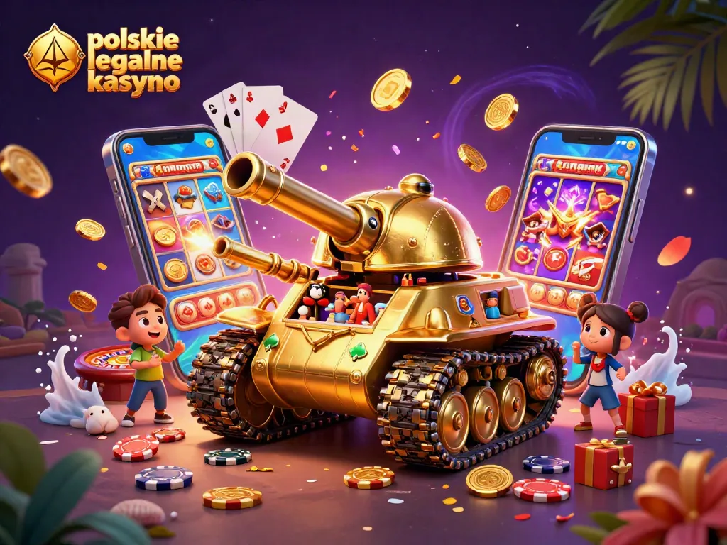 Experience the excitement of polskie legalne kasyno with a vibrant 3D tank casino illustration.
